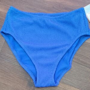 (NEW) SHADE & SHORE Blue High-Waisted Bikini Bottoms Perfect For SUMMER  S(4-6).
